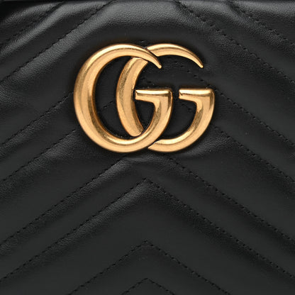 Gucci Calfskin Matelasse Small GG Marmont Chain Shoulder Bag Black 8 of 11