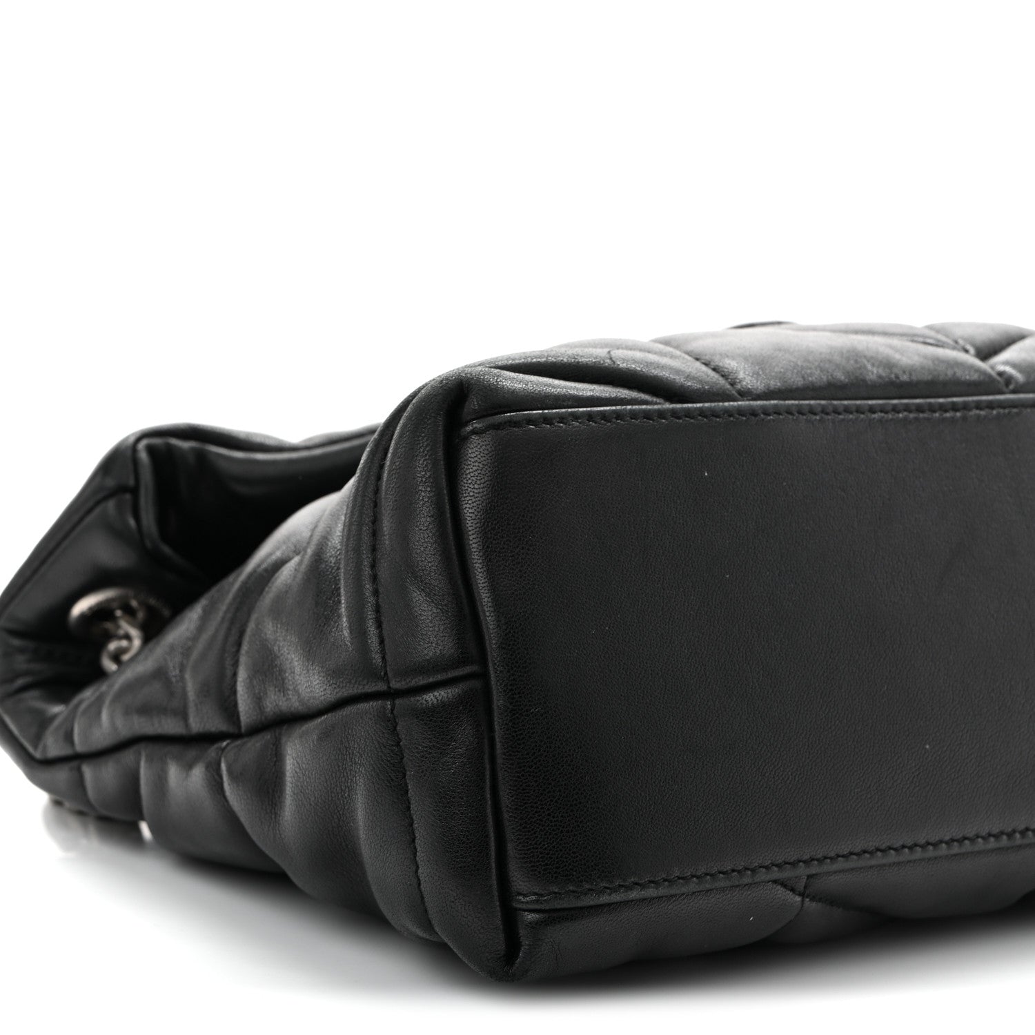 Saint Laurent Lambskin Quilted Small Loulou Puffer Monogram Chain Satchel Black 9 of 10