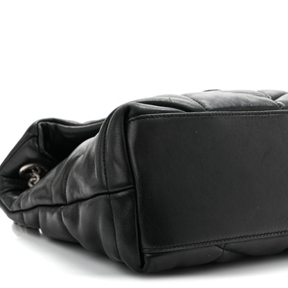 Saint Laurent Lambskin Quilted Small Loulou Puffer Monogram Chain Satchel Black 9 of 10