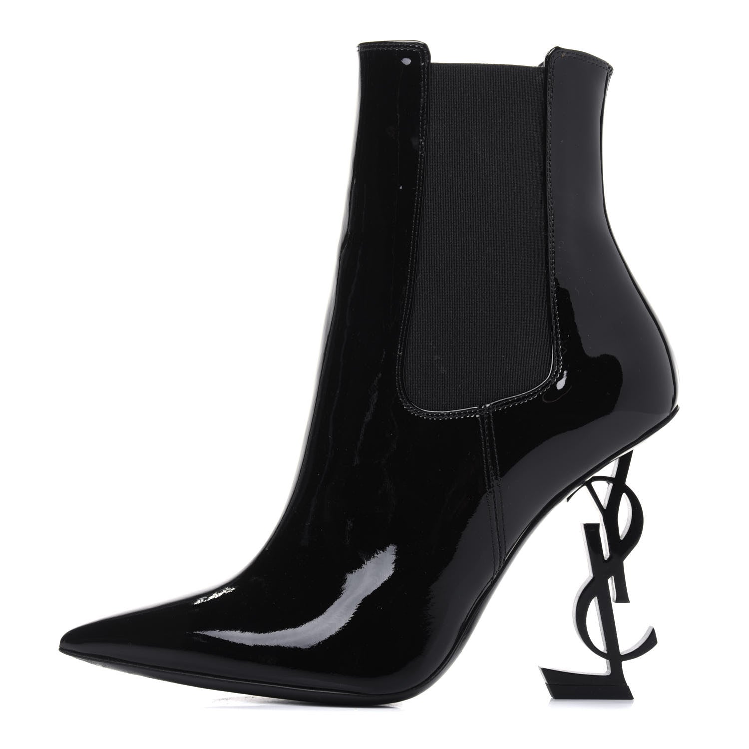 Saint Laurent Patent Opyum Ankle Booties 36 Black 1 of 8