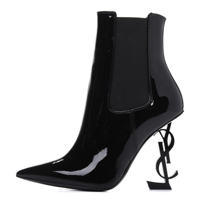 Saint Laurent Patent Opyum Ankle Booties 36 Black 1 of 8