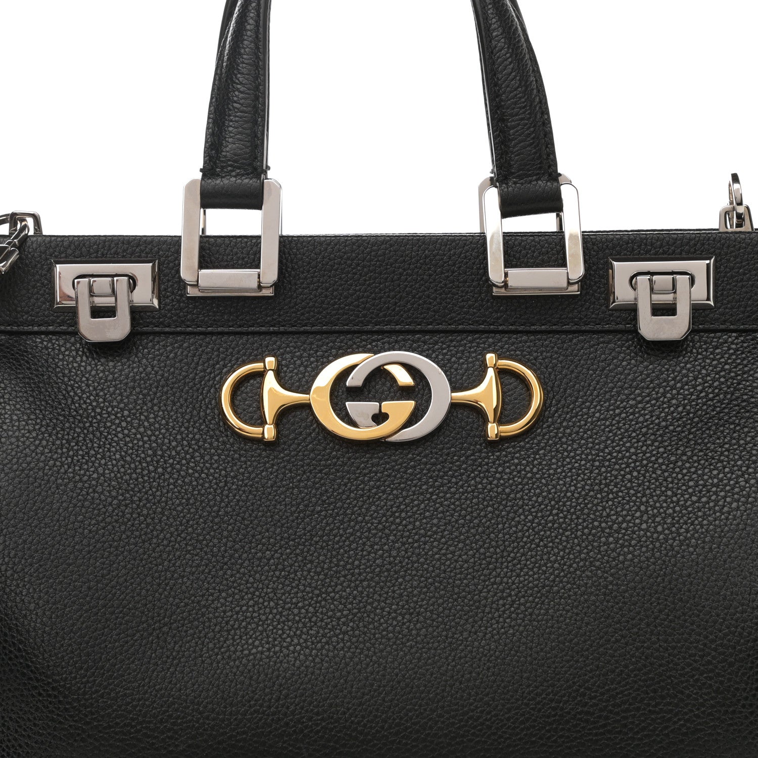 Gucci Grainy Calfskin Small Zumi Top Handle Bag Black 8 of 10