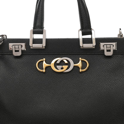 Gucci Grainy Calfskin Small Zumi Top Handle Bag Black 8 of 10