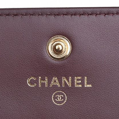 Chanel Lambskin Quilted Wallet On Removable Chain Insert Burgundy 6 of 7