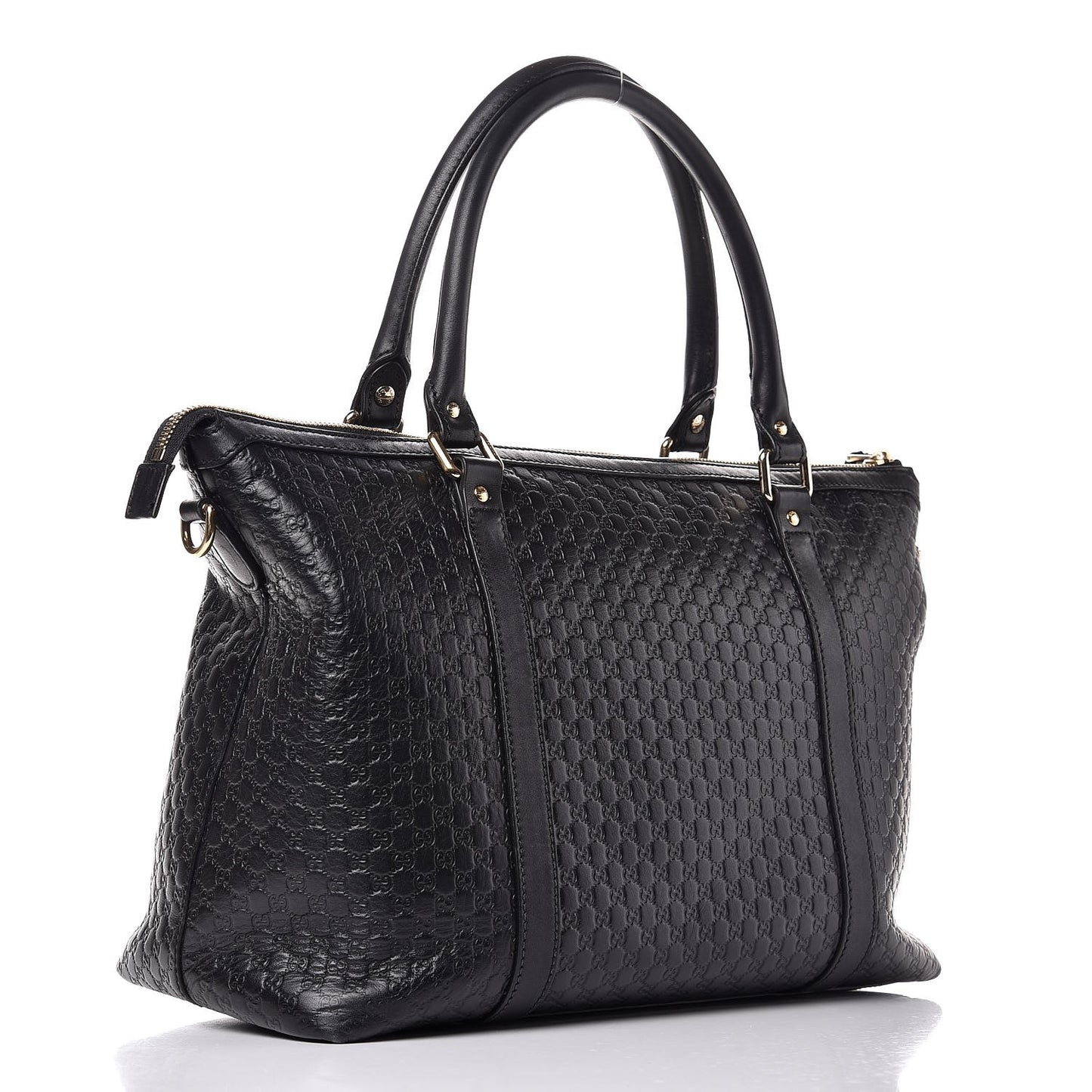 Soft Microguccissima Medium Zippered Satchel Black