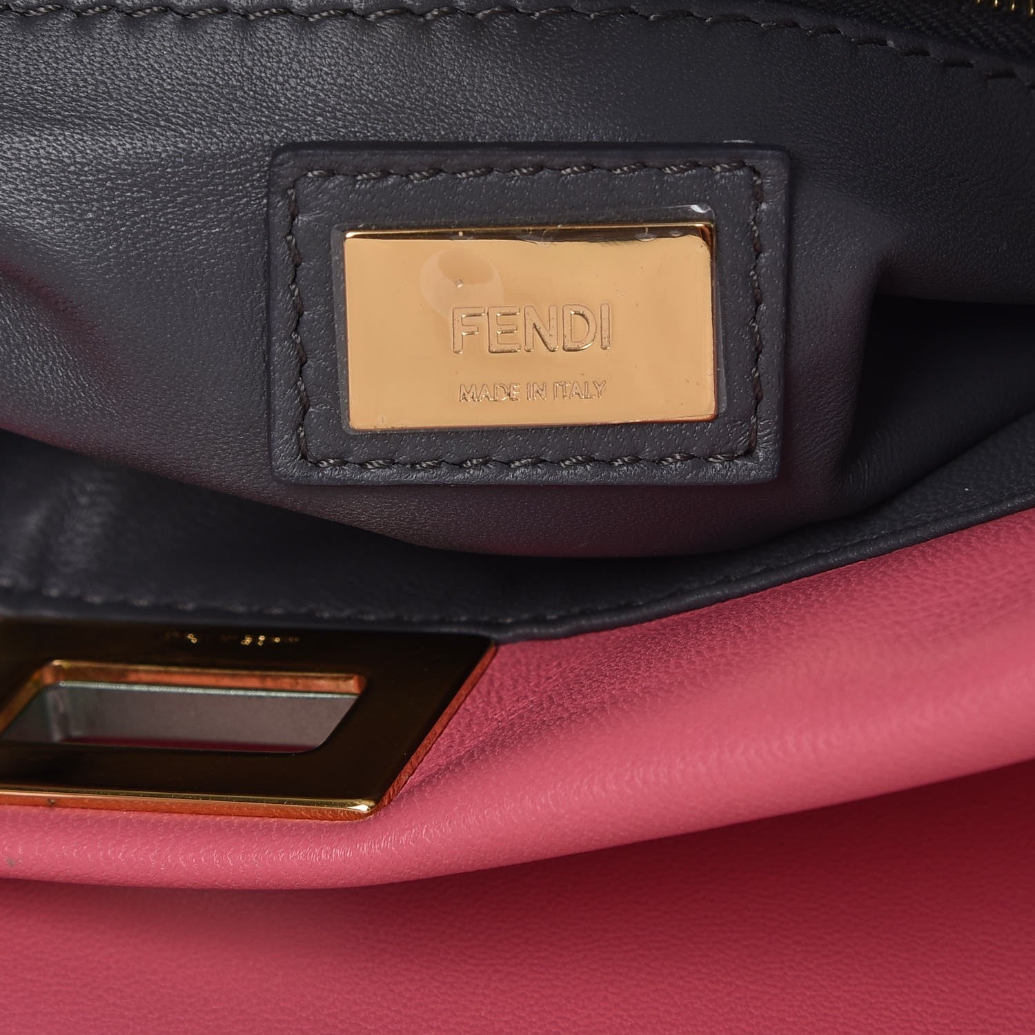 Fendi Nappa Colorblock Mini Peekaboo Iconic Satchel Rosa Fluo Oxigen Slate 9 of 10