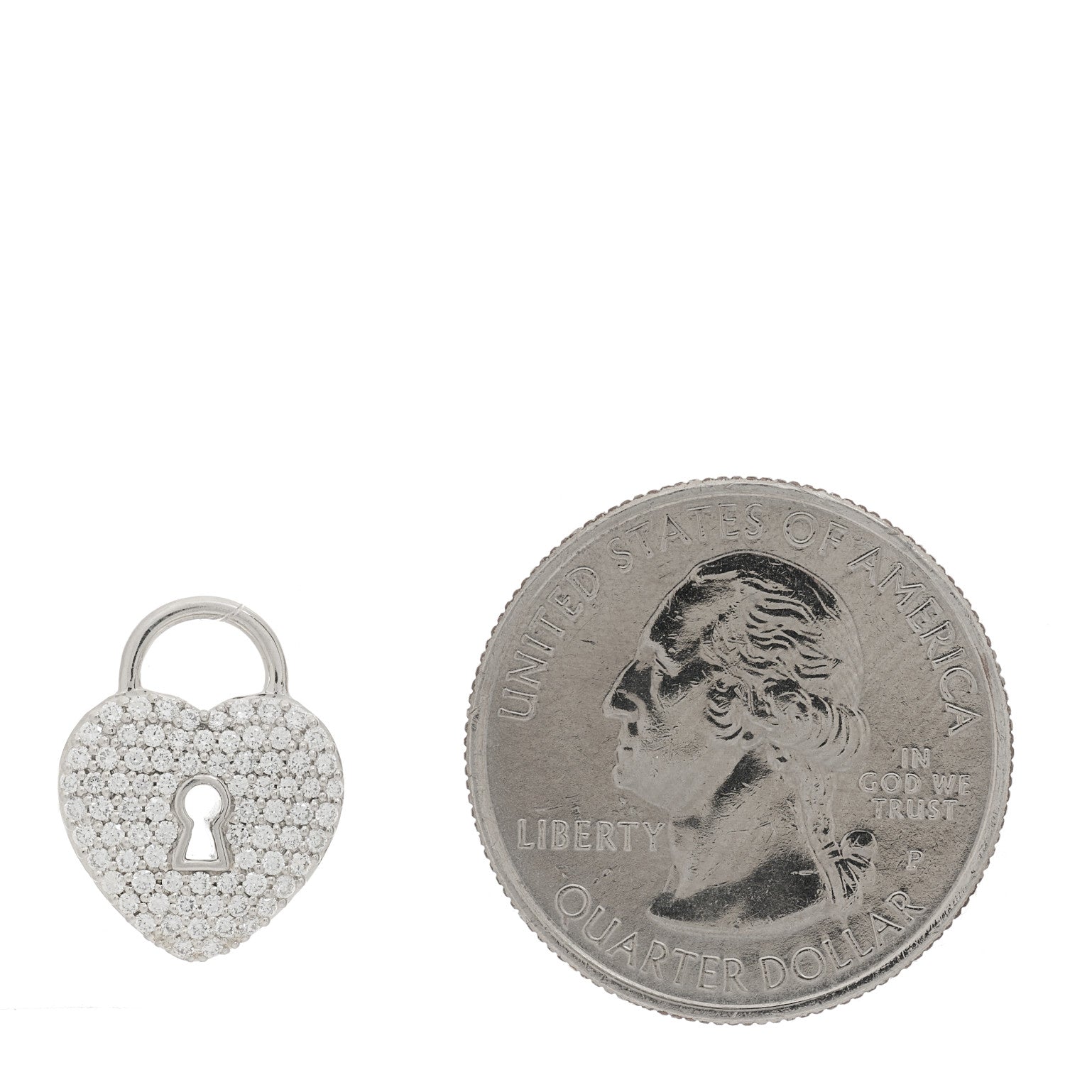 Tiffany Platinum Diamond Small Heart Lock Charm Pendant 2 of 3