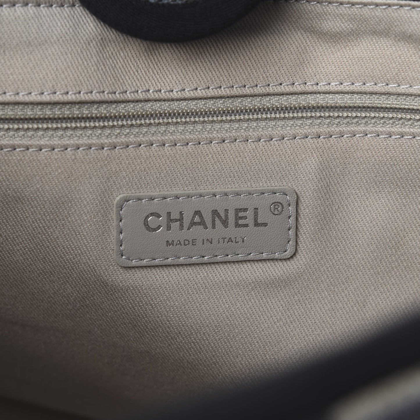 Striped Canvas Small Deauville Tote Dark Grey
