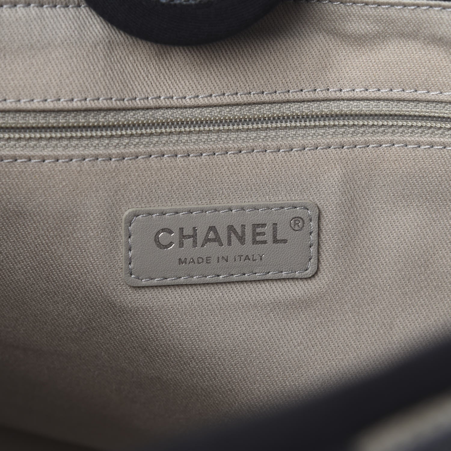 Chanel Striped Canvas Small Deauville Tote Dark Grey 7 of 8