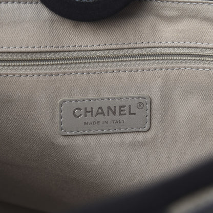 Chanel Striped Canvas Small Deauville Tote Dark Grey 7 of 8