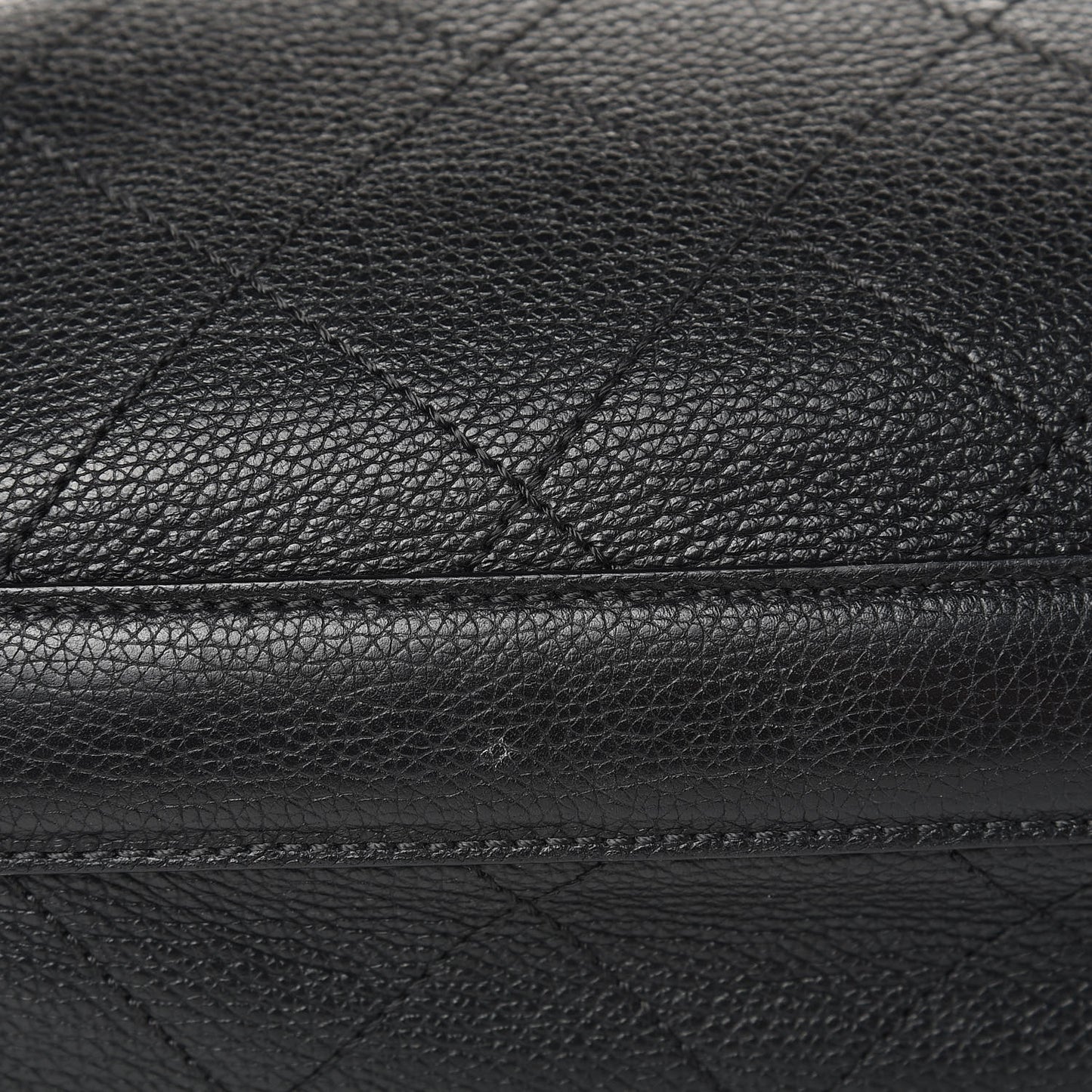 Grained Calfskin Stitched Accordion Shoulder Bag Black