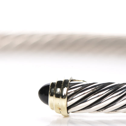 David Yurman Sterling Silver 14K Yellow Gold Black Onyx 5mm Cable Classics Petite Color Bracelet 4 of 5