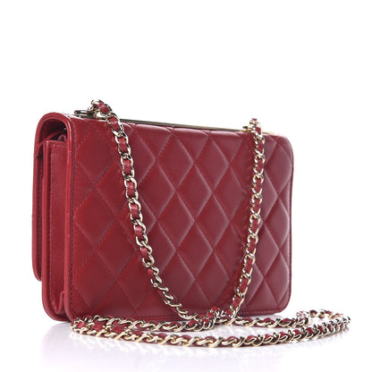 Chanel Lambskin Quilted Trendy CC Wallet On Chain WOC Dark Red 3 of 10