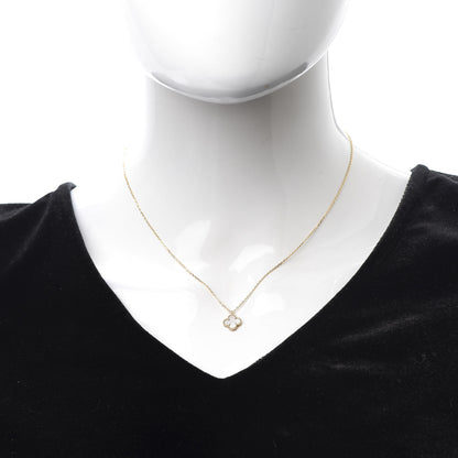 Van Cleef & Arpels 18K Yellow Gold Mother of Pearl Sweet Alhambra Pendant Necklace 2 of 6