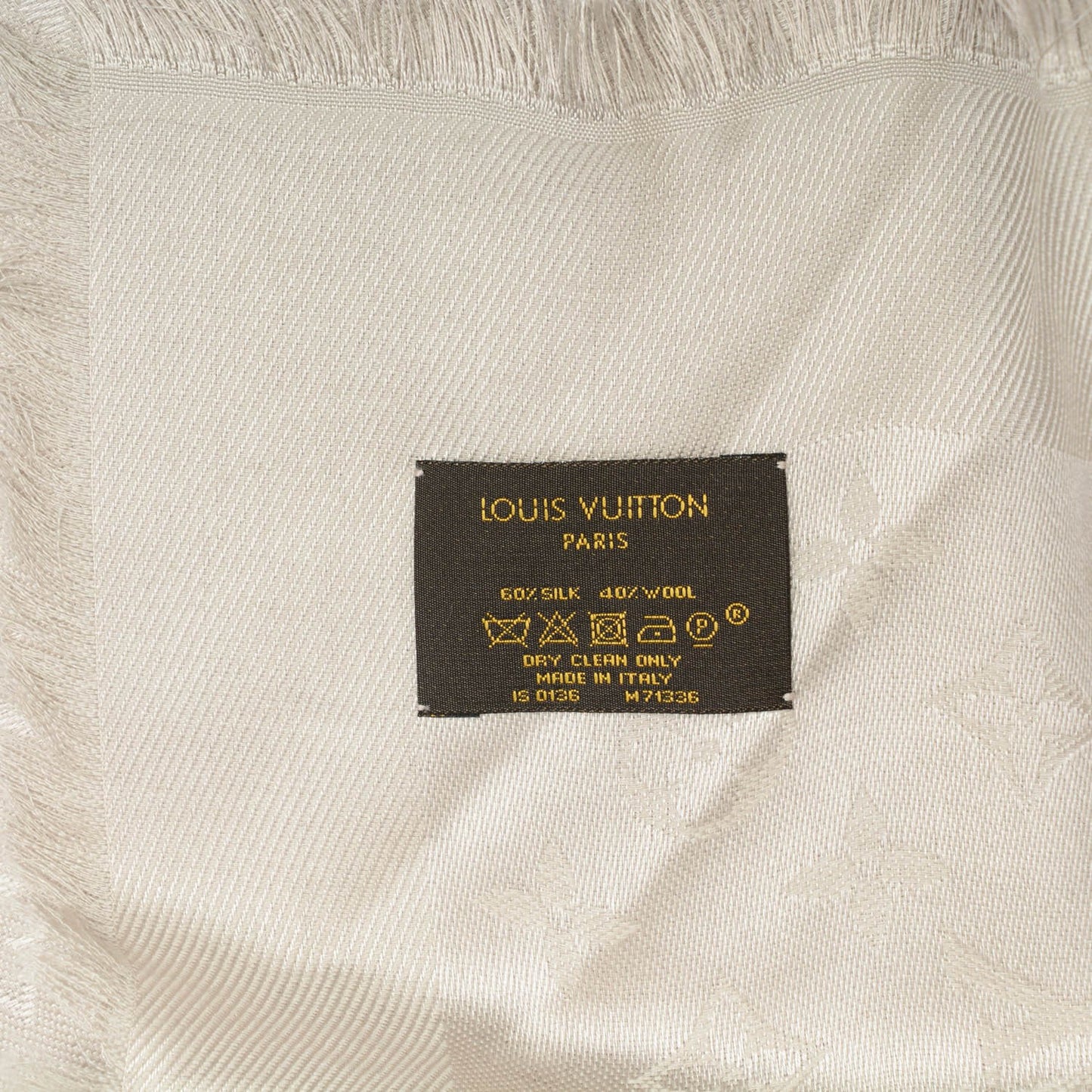 Silk Wool Monogram Shawl Beige