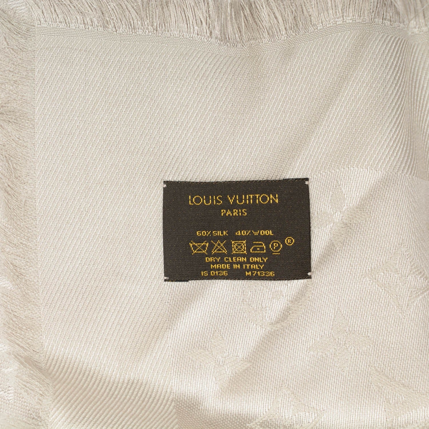 Louis Vuitton Silk Wool Monogram Shawl Beige 5 of 5