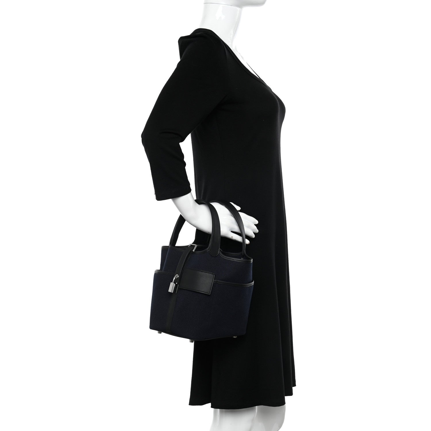 Hermes Toile Goeland Swift Cargo Picotin Lock 18 Bleu Marine 2 of 11