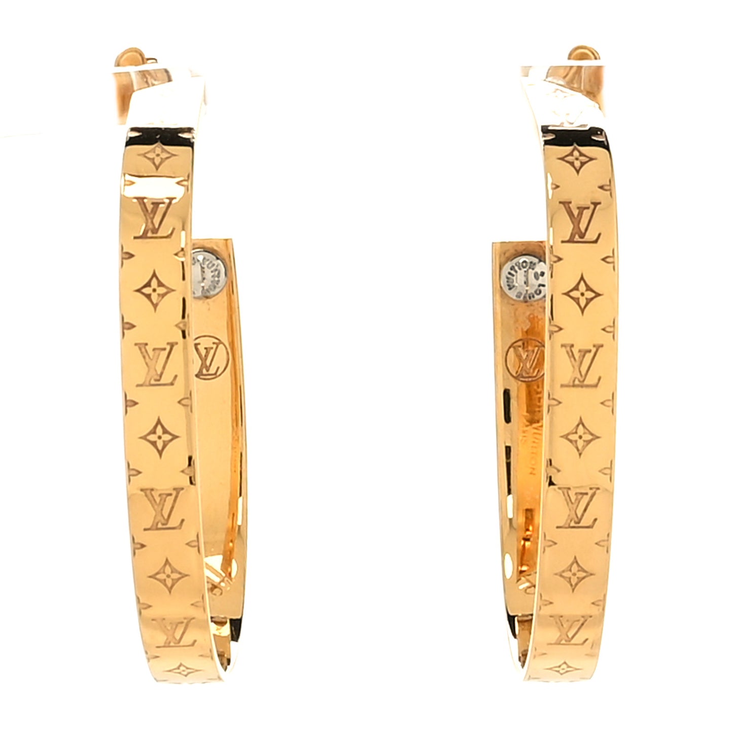 Metal Nanogram Hoop Earrings Gold