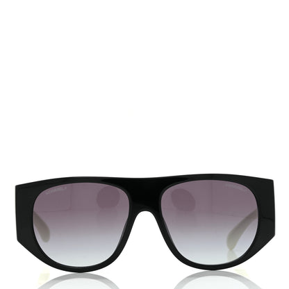Chanel Acetate Quilted CC Pilot Sunglasses 71465 White Black 2 of 7