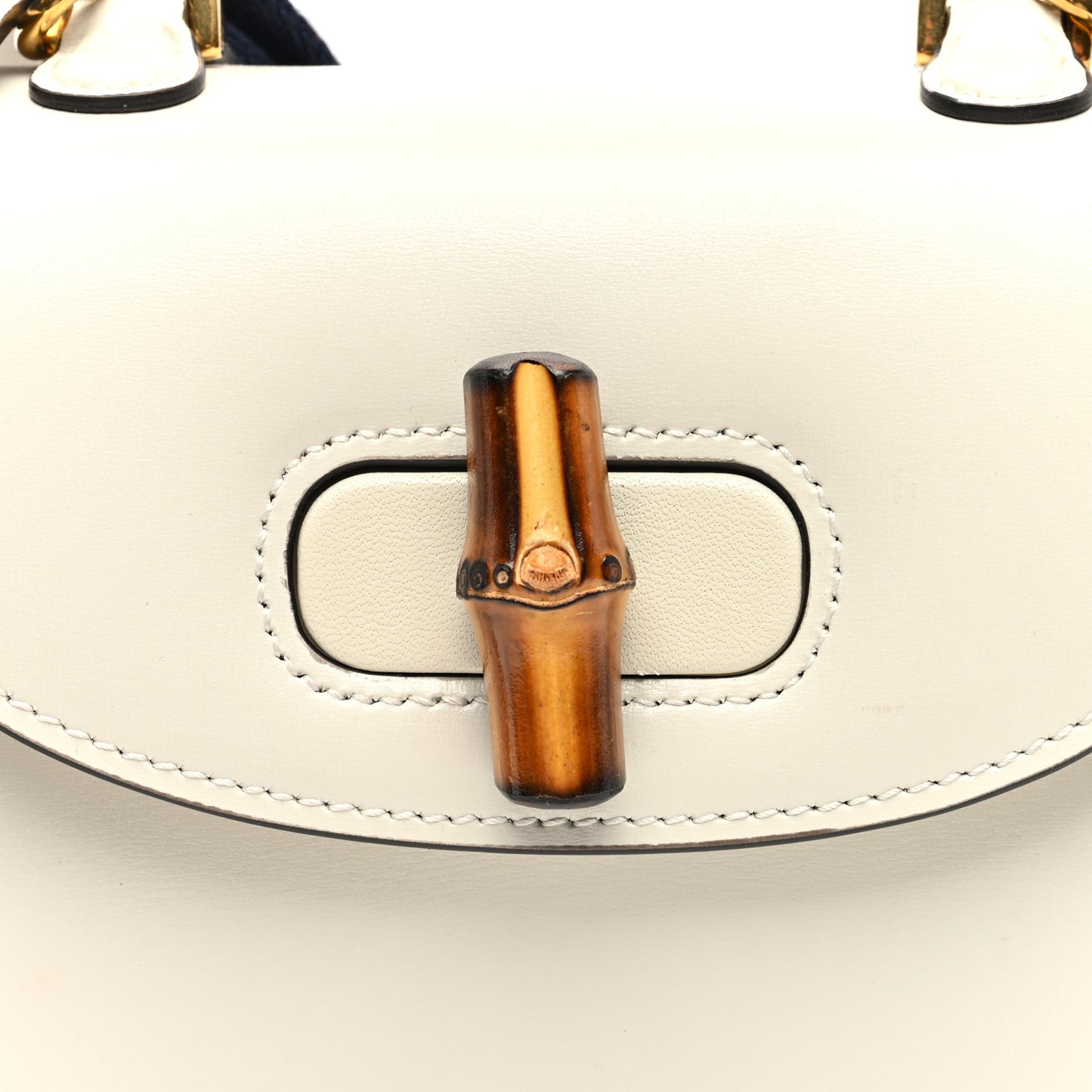 Boarded Dyana Lux Calfskin Web Mini Bamboo 1947 Top Handle Bag Mystic White