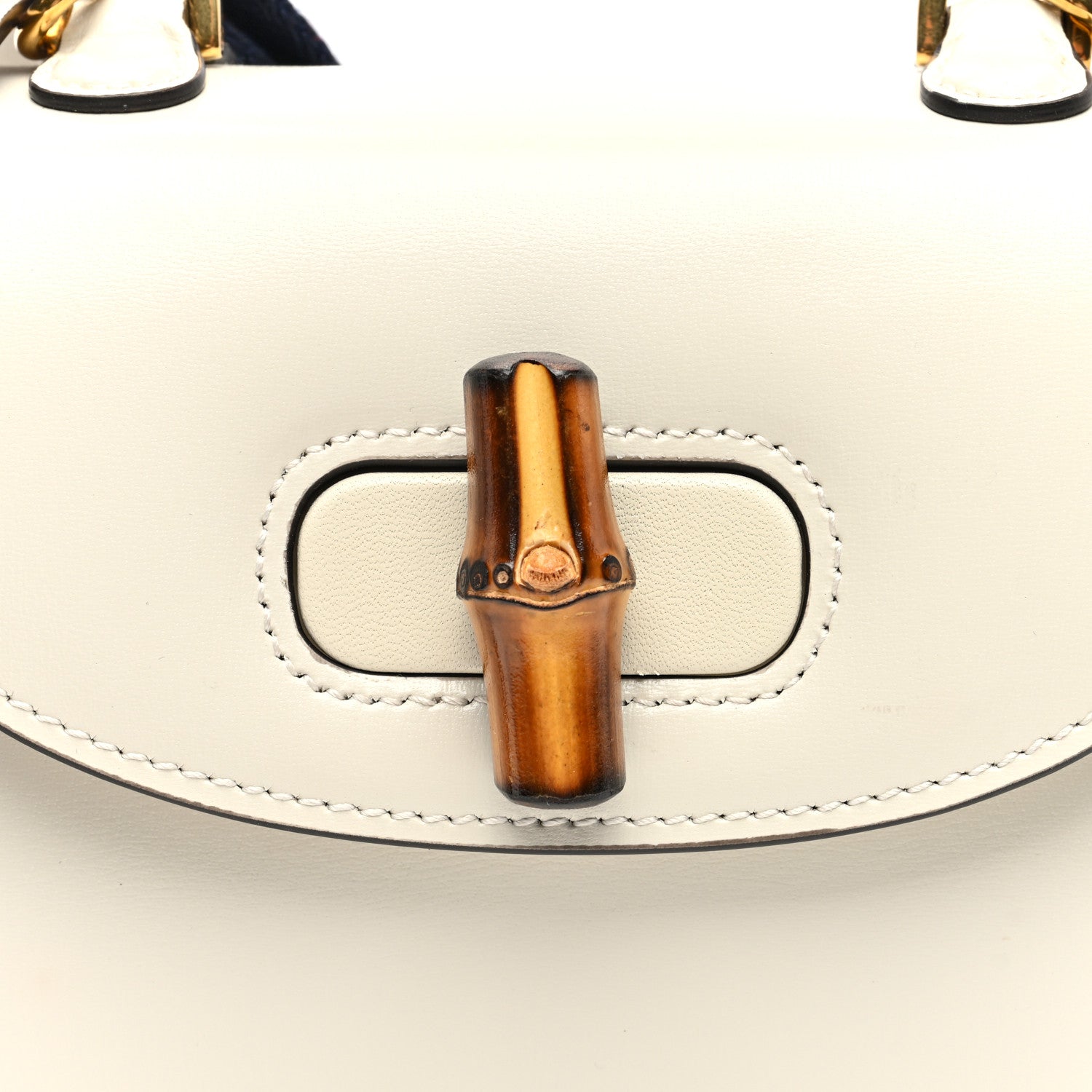 Gucci Boarded Dyana Lux Calfskin Web Mini Bamboo 1947 Top Handle Bag Mystic White 7 of 9