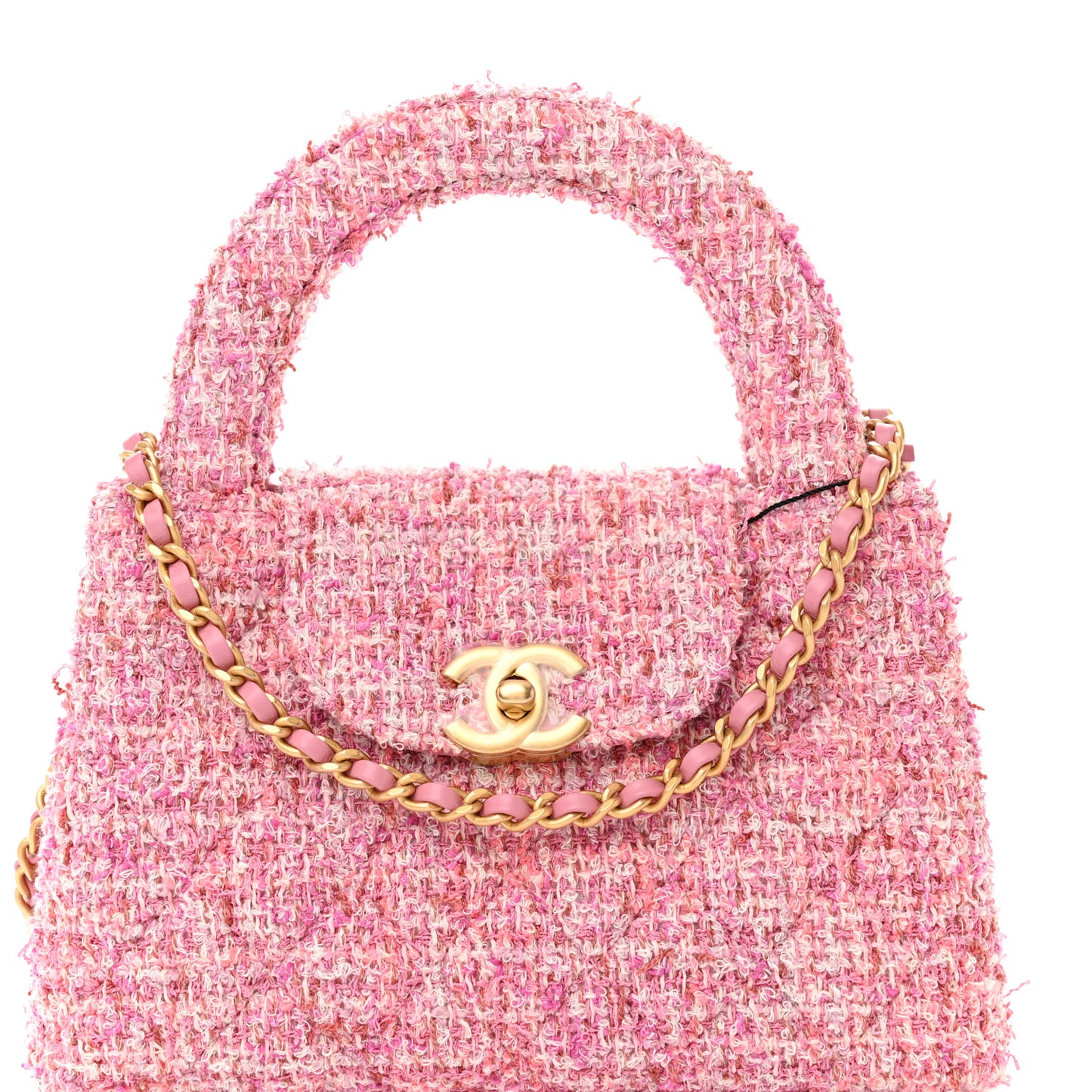 Tweed Quilted Nano Kelly Shopper Pink