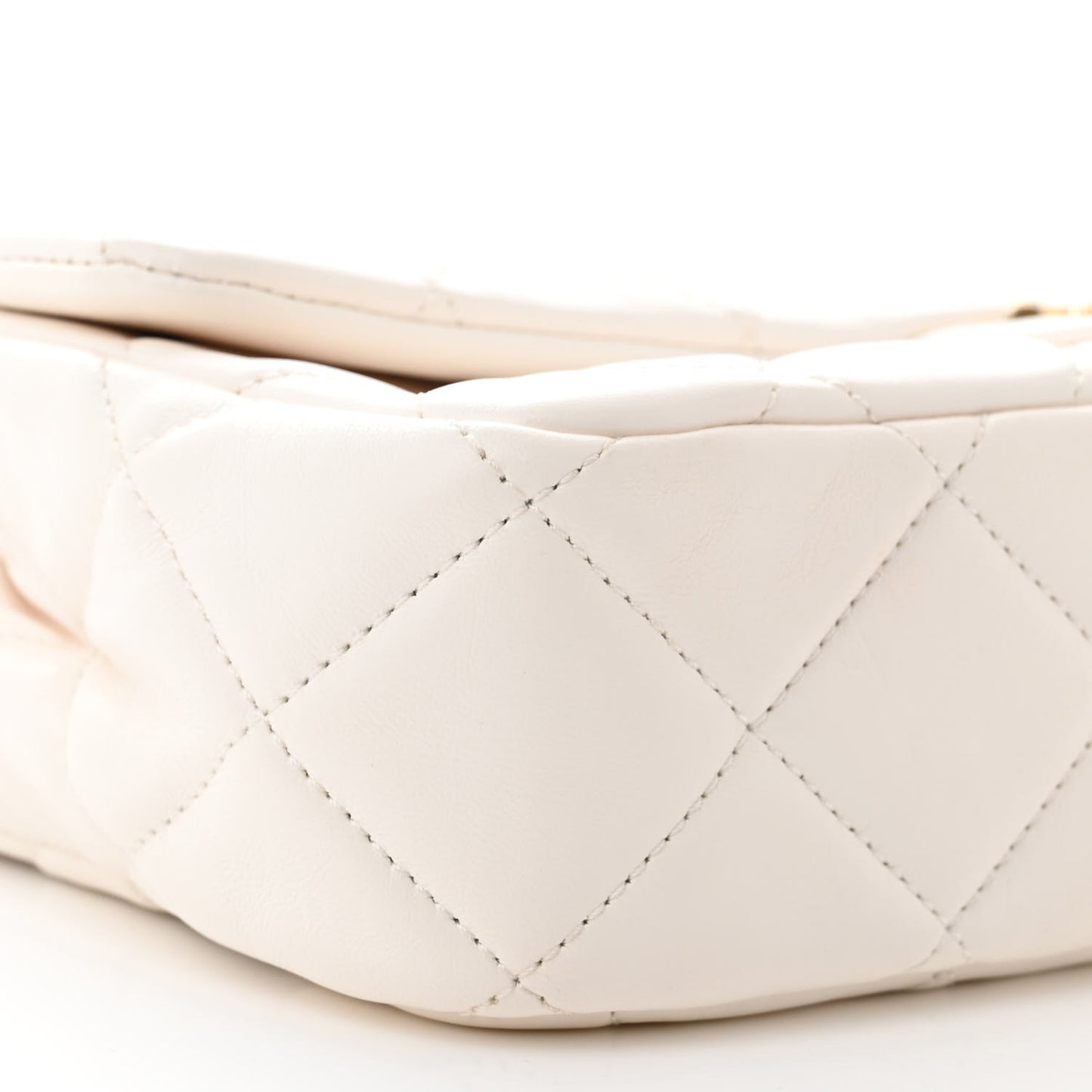 Lambskin Quilted Fancy Jewel Flap White