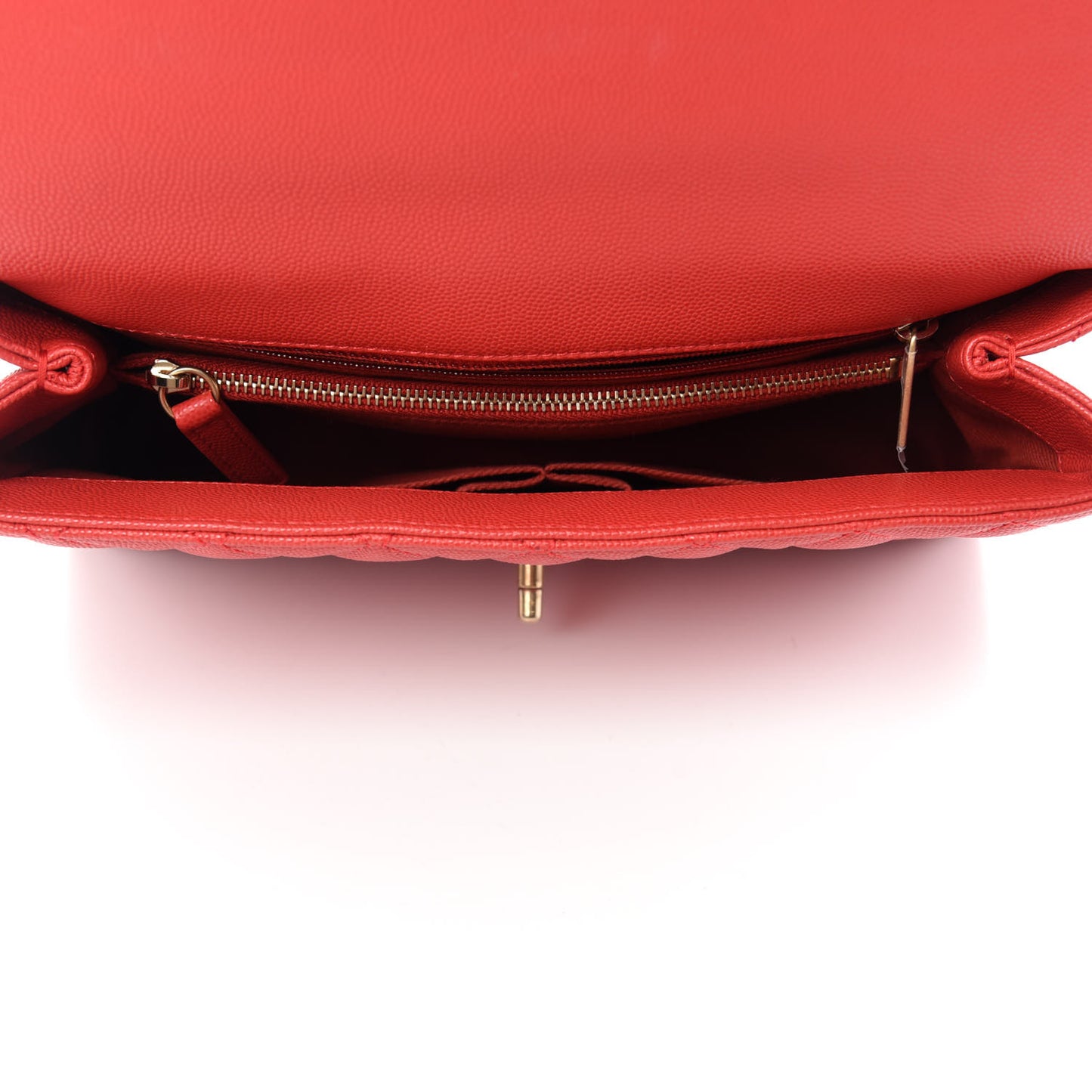 Caviar Quilted Small Coco Handle Flap Red