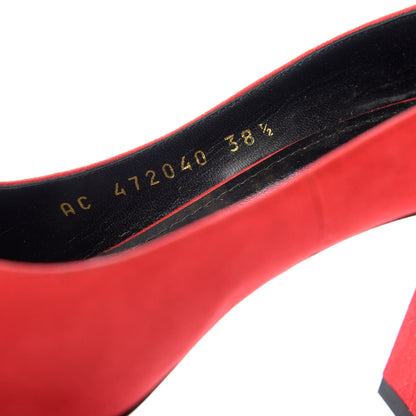 Saint Laurent Suede Loulou 70 Ankle Strap Pumps 38.5 Red 10 of 10