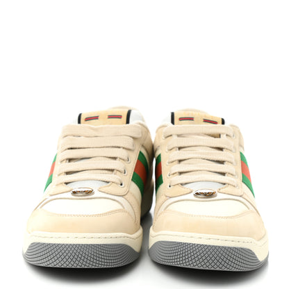 Gucci Nylon Nubuck Web Womens Screener Sneakers 39 Mystic White Dusty Milk 2 of 9