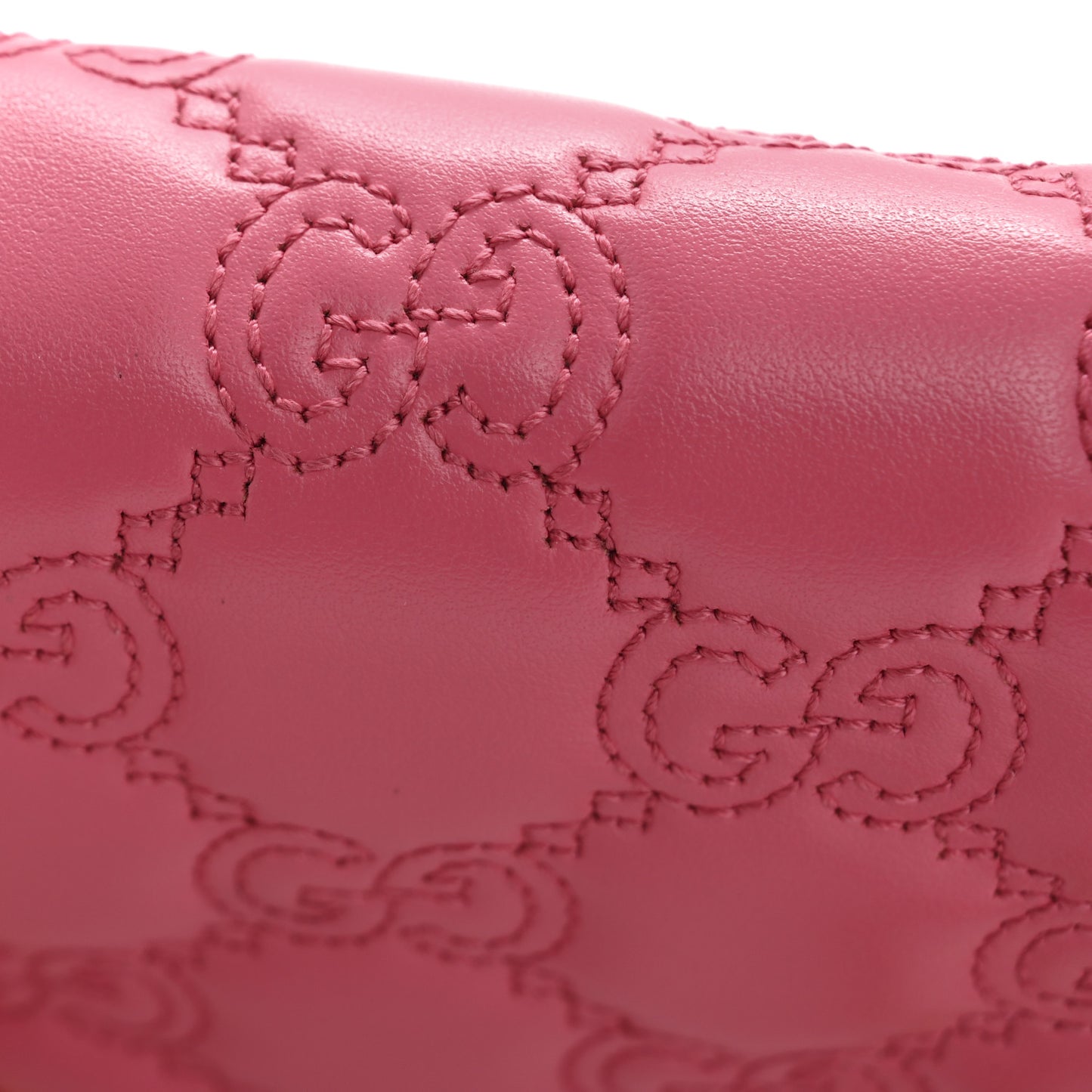 Calfskin GG Matelasse Chain Wallet Rhodamine Pink