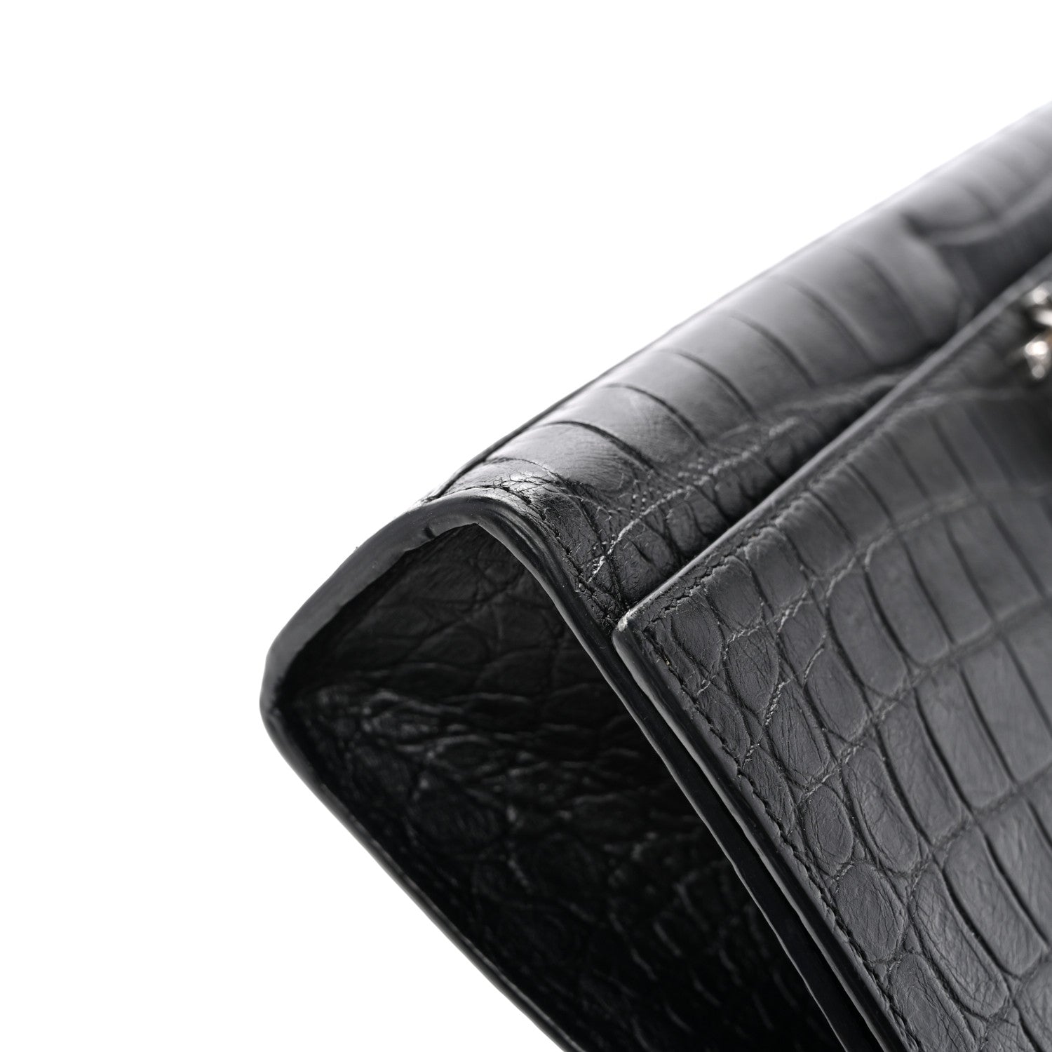 Saint Laurent Calfskin Crocodile Embossed Medium Classic Monogram Kate Tassel Satchel Black 13 of 13