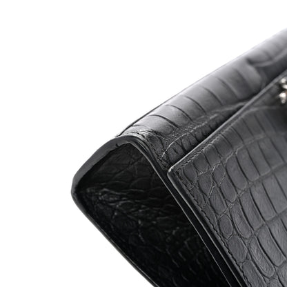 Saint Laurent Calfskin Crocodile Embossed Medium Classic Monogram Kate Tassel Satchel Black 13 of 13
