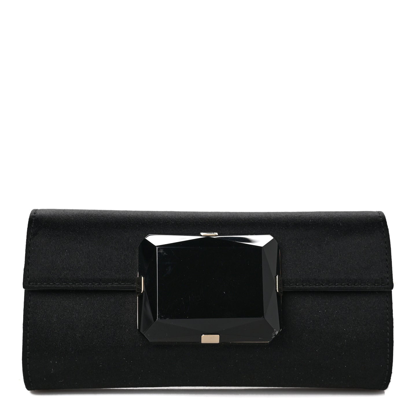 Satin Padlock Clutch Black