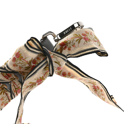 Fendi Calfskin Ribbon Lace Up Floral Strap You Grey White 3 of 4