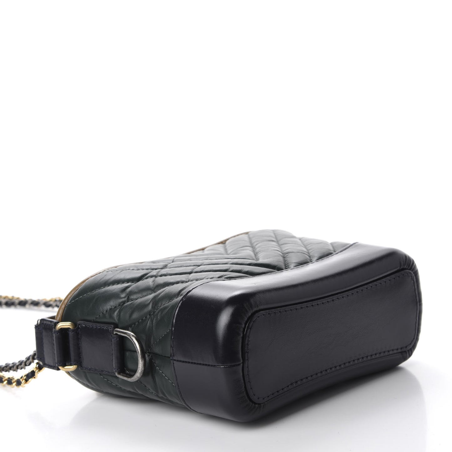 Aged Calfskin Chevron Quilted Small Gabrielle Hobo Green Black
