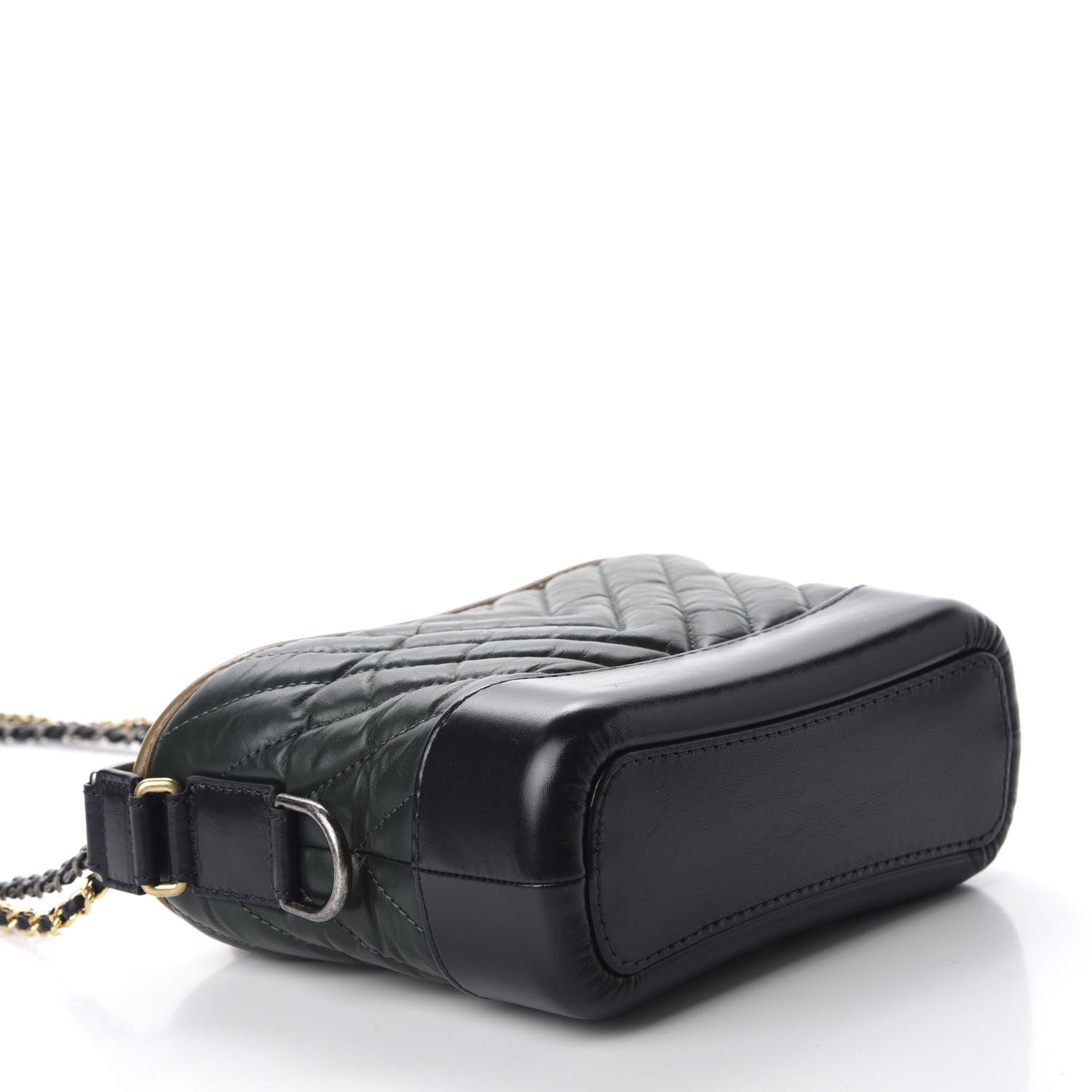 Chanel Aged Calfskin Chevron Quilted Small Gabrielle Hobo Green Black 3 of 9