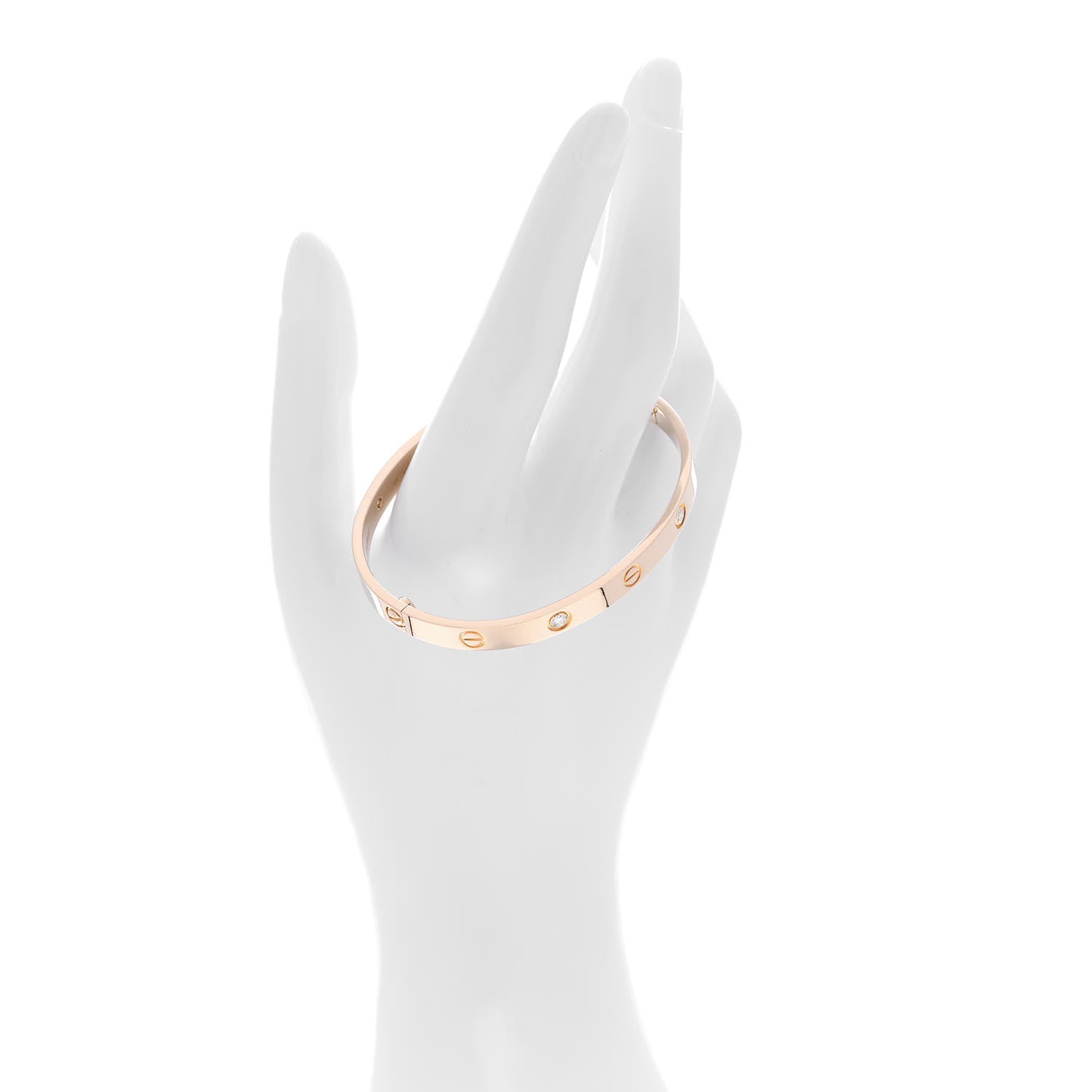 Cartier 18K Pink Gold 4 Diamond LOVE Bracelet 16 2 of 9