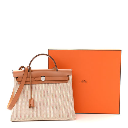 Hermes Vache Hunter Criss Viking Herbag Zip Retourne 31 PM Ecru Beige Naturel 10 of 10