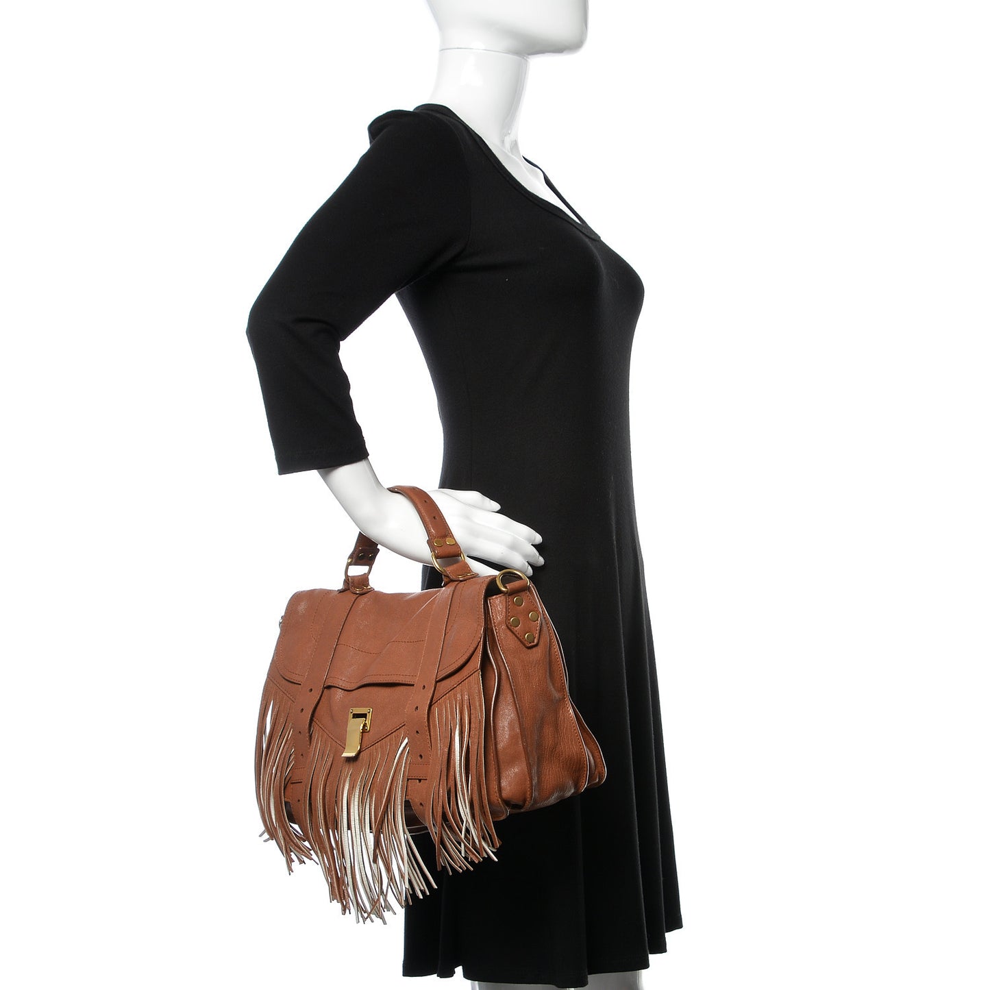 Lambskin Fringe Medium PS1 Satchel Saddle