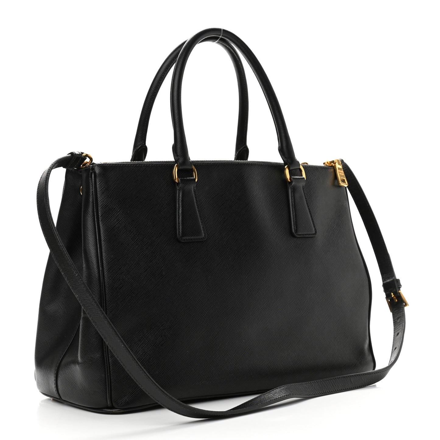 Saffiano Medium Galleria Double Zip Tote Black