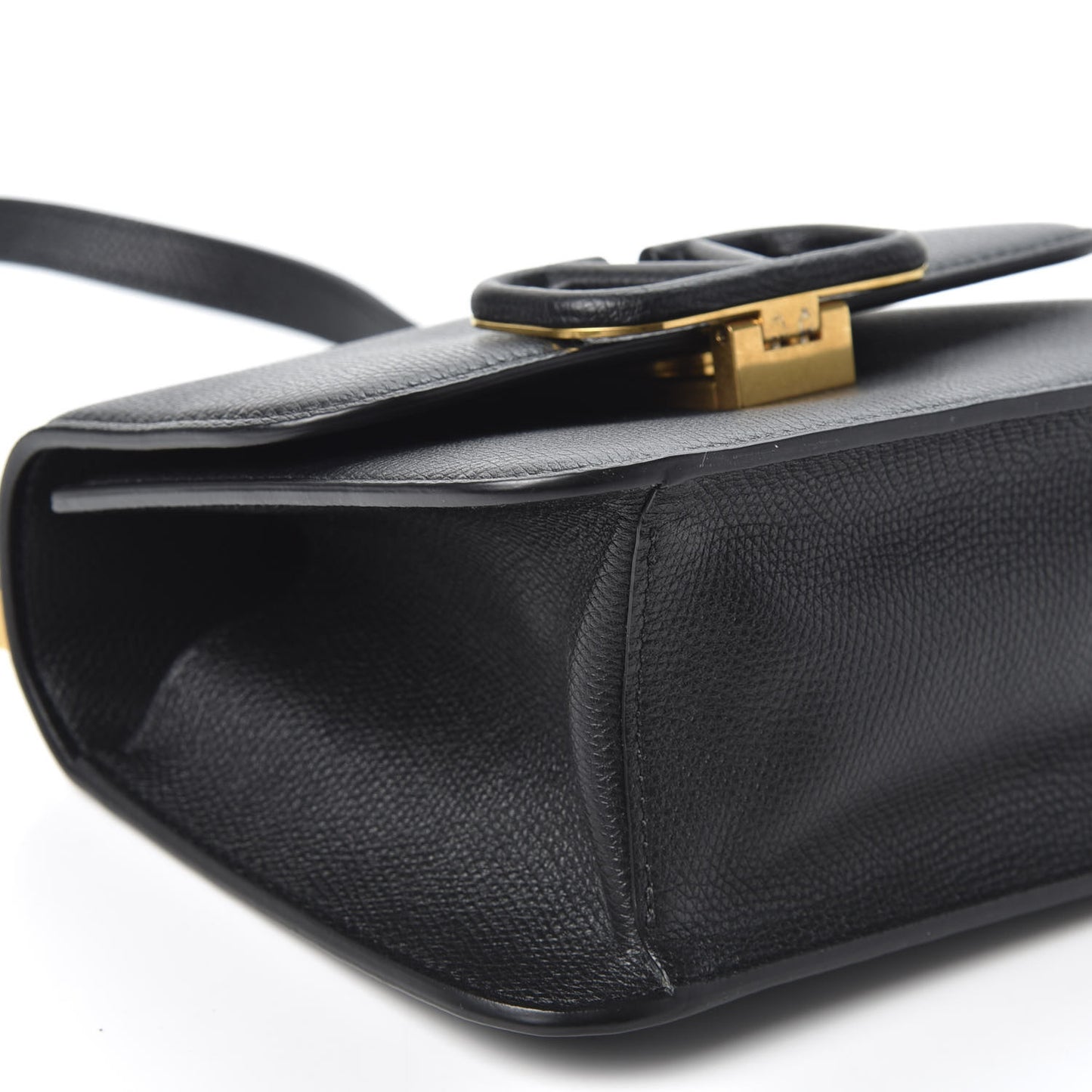 Grainy Calfskin Small VSling Shoulder Bag Black