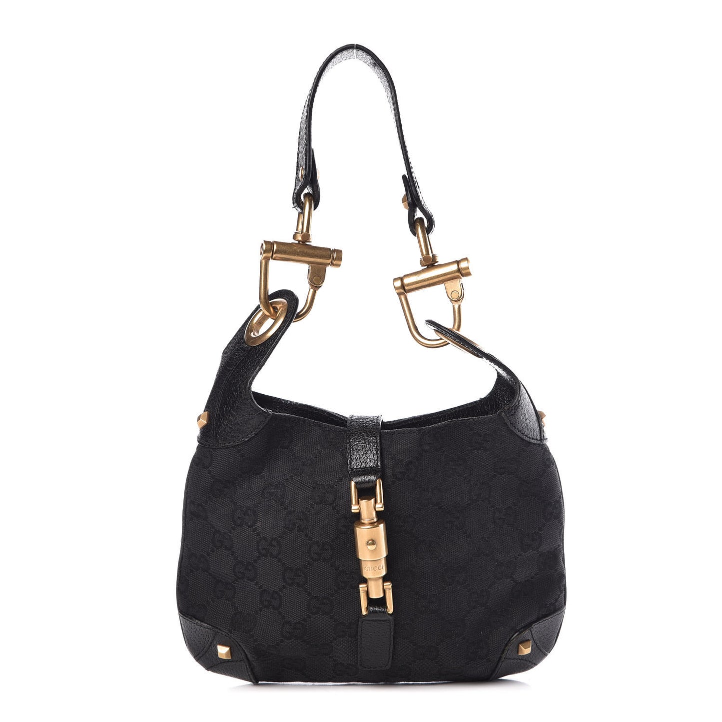 Monogram Mini Piston Lock Jackie O Hobo Shoulder Bag Black