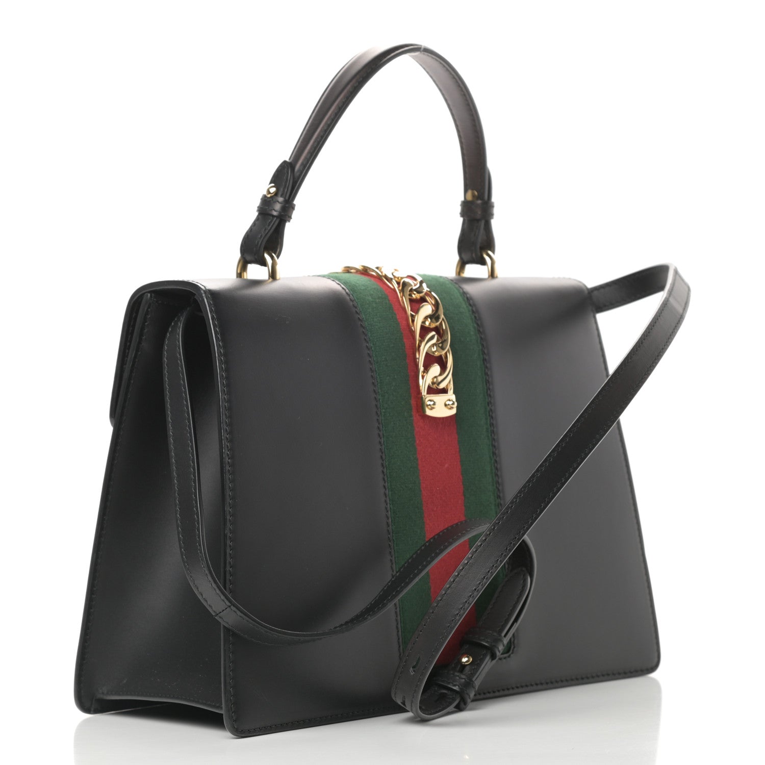 Gucci Calfskin Medium Sylvie Top Handle Bag Black 3 of 15