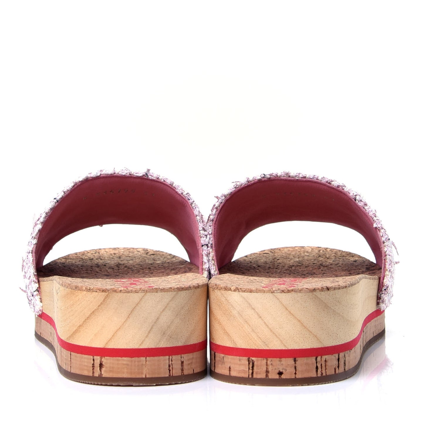 Tweed Lambskin Logo Mules 41 Pink Red