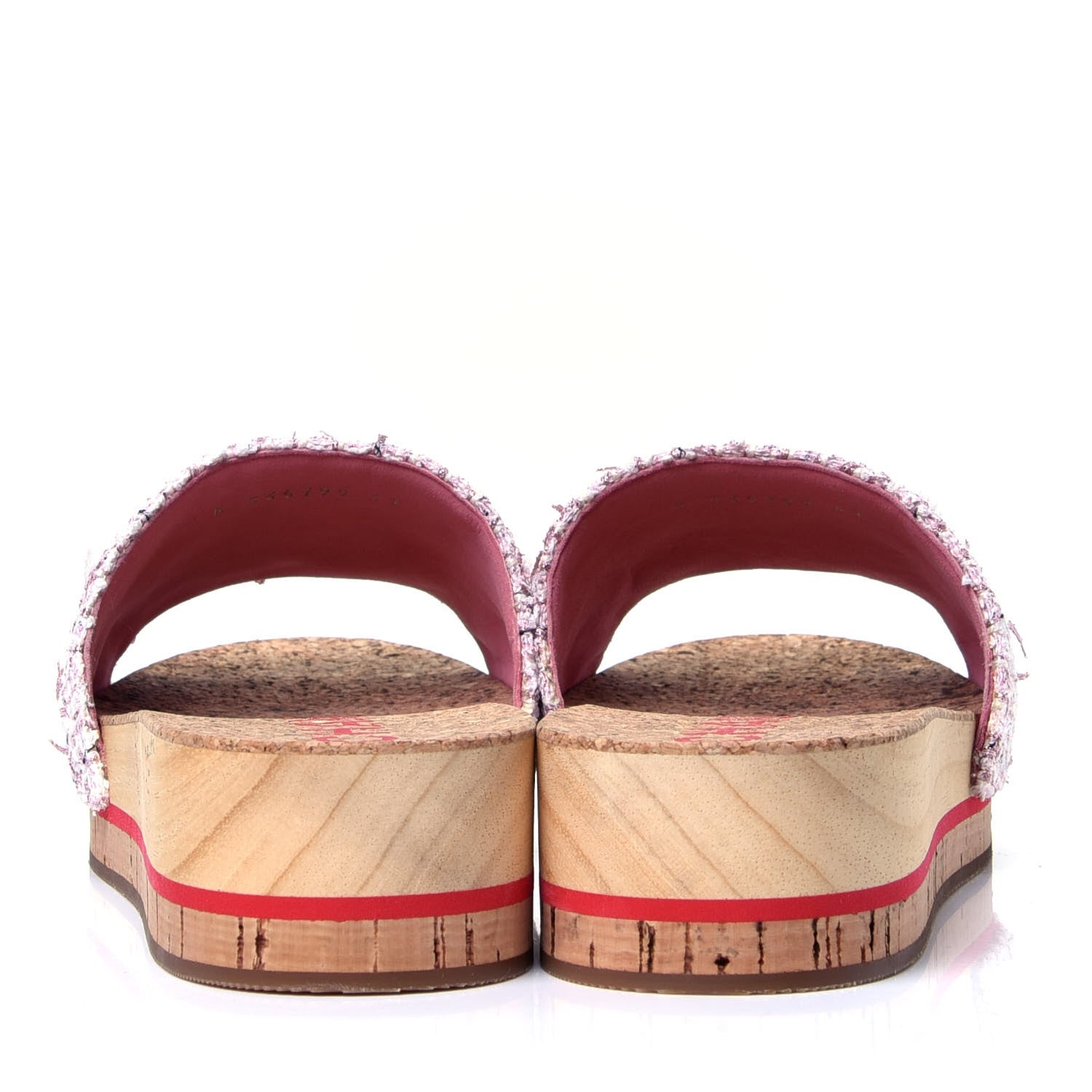 Chanel Tweed Lambskin Logo Mules 41 Pink Red 2 of 6