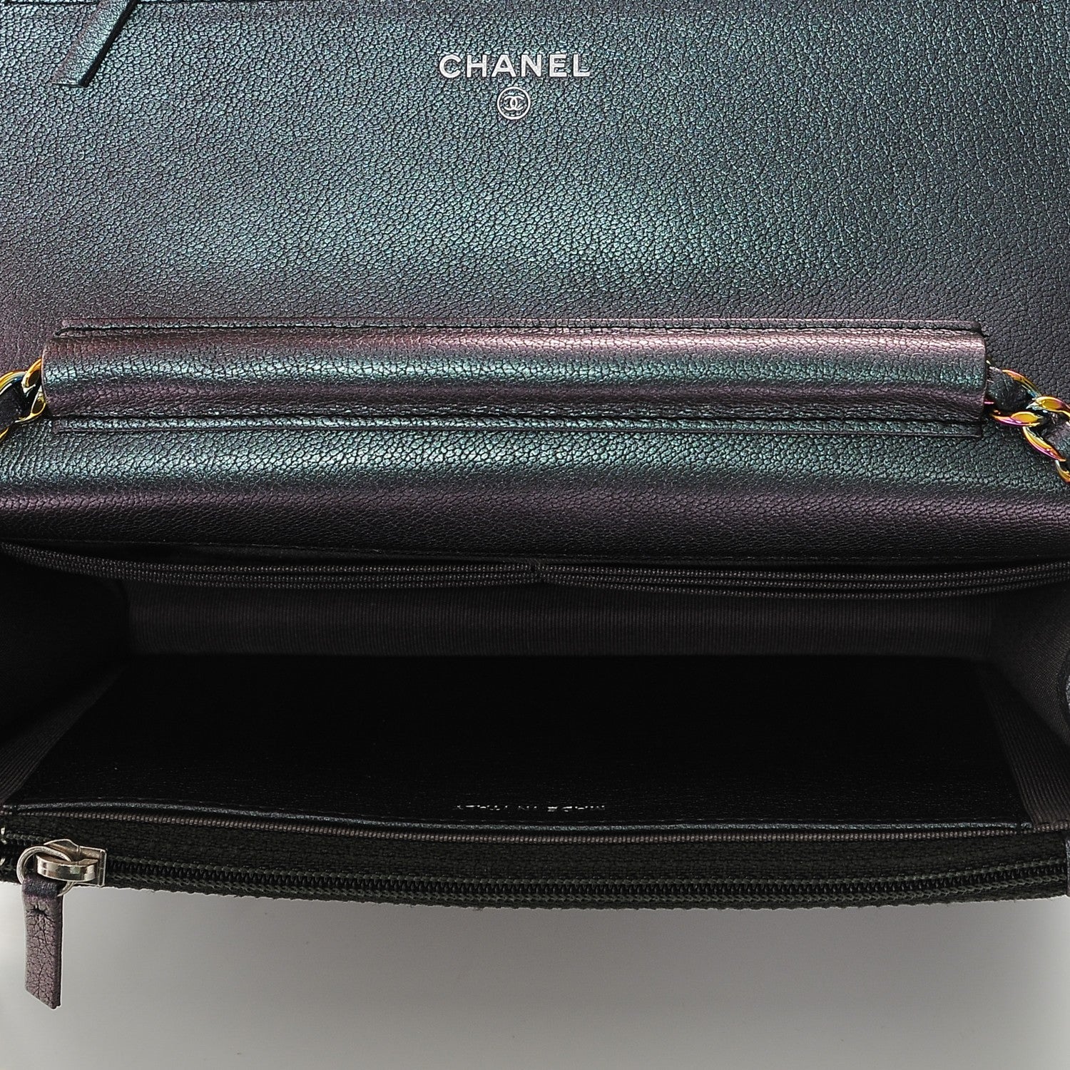 Chanel Iridescent Goatskin Quilted Wallet On Chain WOC Purple 5 of 10