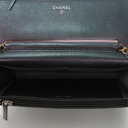 Chanel Iridescent Goatskin Quilted Wallet On Chain WOC Purple 5 of 10