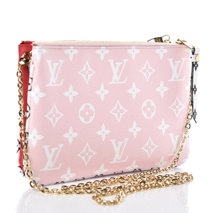 Louis Vuitton Monogram Giant Double Zip Pochette Rouge 3 of 9