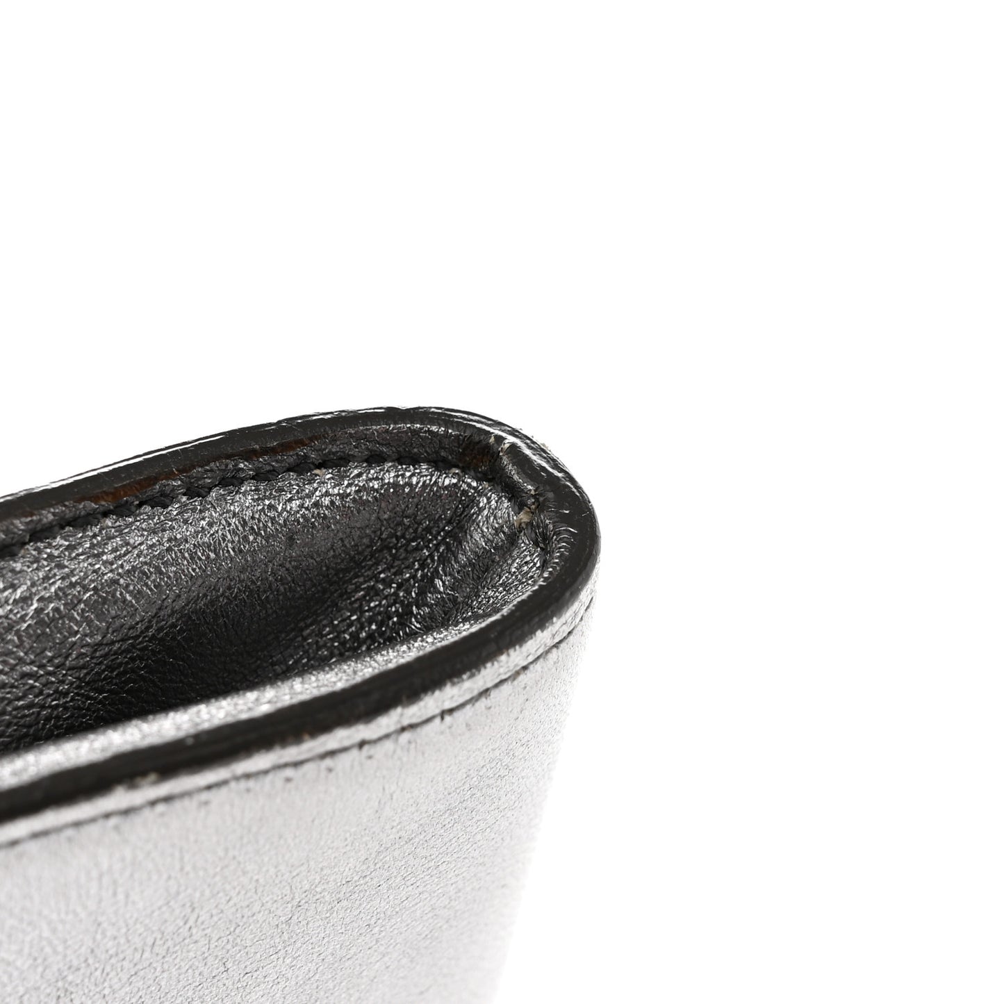 Metallic Calfskin Y-Mail Clutch Silver